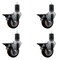 Service Caster 3.5'' Maroon Poly Swivel 1-5/8'' Expanding Stem Caster Set with Brake, 4PK SCC-EX20S3514-PPUB-MRN-PLB-158-4 - alternate 1